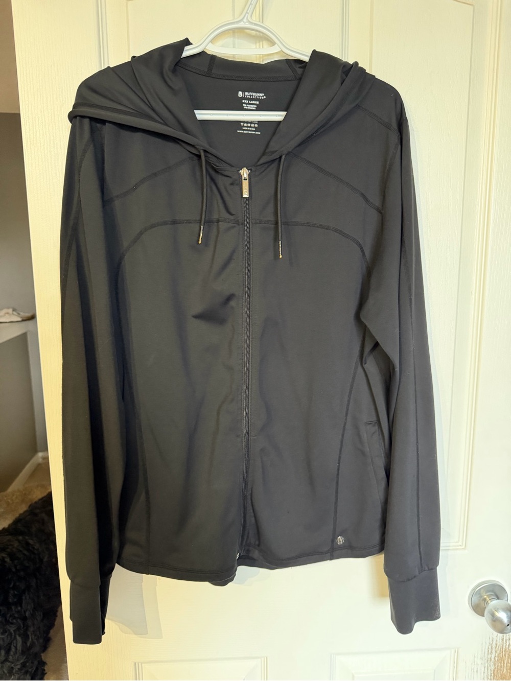 BuffBunny Black Full‑Zip Hooded Sweater